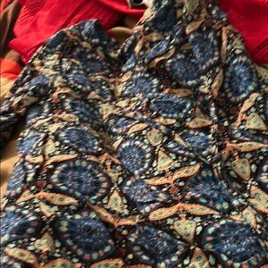 Graphic Blue and Orange Long Sleeve Blouse